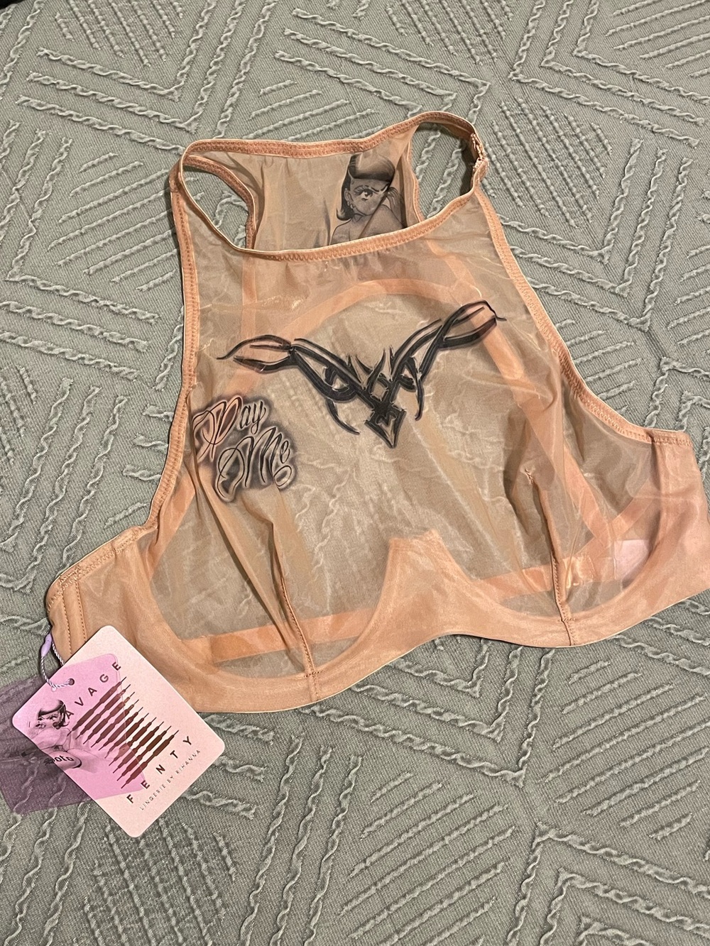 Fenty Savage  Nude Mesh Bralette with Adjustable Straps